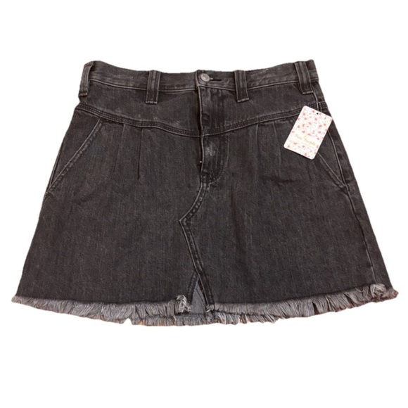 Free People Sidecar Mini Denim Skirt Sanded Black Size 27 New With Tags - Picture 3 of 10